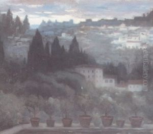 A View Of Florence From The Artist's Palazzo by Julius Rolshoven