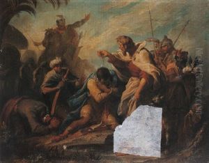Saint Philippe Baptisant L'eunuque De La Reine De Candace by Jacques (Le Romain) Dumont
