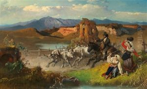 Cattle Herder In The Campagna By The "sedia Del Diavolo"