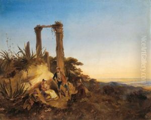 Suditalienische Landschaft Mit Briganten by Anton Romako