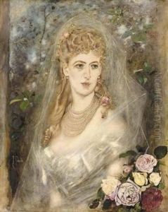 Bildnis Der Furstin Maria Magda Kuefstein, Geb. Krueger (portrait Of Countess Maria Magda Kuefstein, Nee Krueger) by Anton Romako
