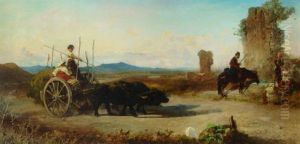 Travellers On The Via Appia by Anton Romako