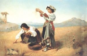 Junge Frauen Bei Der Ahrenernte by Anton Romako