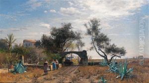 Italian Landscape With Women At The Well