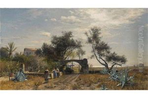 Italienische Landschaft Mit Frauen Am Brunnen
