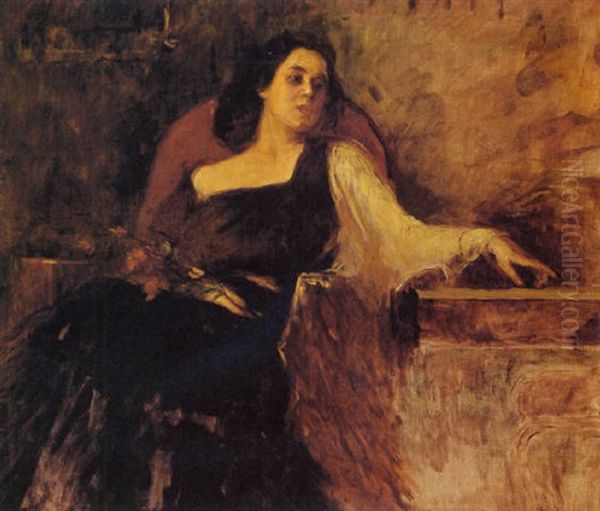Mujer Sentada Con Flores - view 1