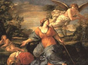Hagar And Ishmael In The Desert by Giovanni Francesco Romanelli