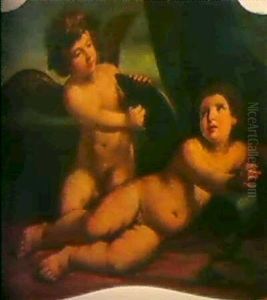 Der Kampf Zwischen Eros Und Anteros by Giovanni Francesco Romanelli