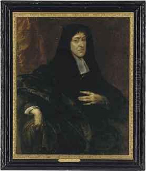 Portrait Of A Gentleman, Traditionally Identified As Charles Ii(1630-1685), Half-length, In A Black Cloak, Gloves In His Righthand - view 1