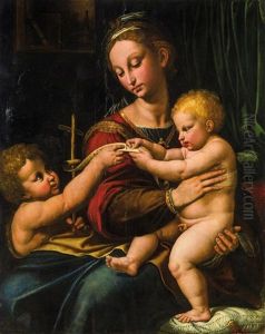 Madonna And Child With The Infant Saint John The Baptist by Giulio Romano (Orbetto)