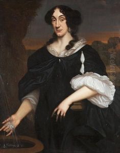 Portrait Of A Lady, Three-quarter-length, In A Black Dress With A White Lace Collar by Pieter Borsselaer