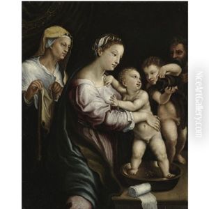 The Holy Family With The Infant Saint John The Baptist And Saint Elizabeth by Giulio Romano (Orbetto)