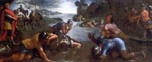 Soldiers Drinking At A River by Giulio Romano (Orbetto)