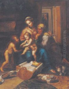 The Holy Family With The Infant Saint John The Baptist And Saint Elizabeth by Giulio Romano (Orbetto)