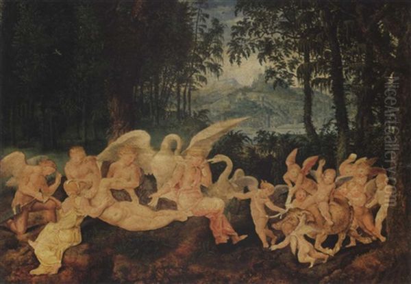 The Death Of Adonis In A Wooded Alpine Landscape, A River And Town On A Mountain Beyond - view 1