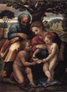 The Holy Family With The Infant Saint John The Baptist by Giulio Romano (Orbetto)