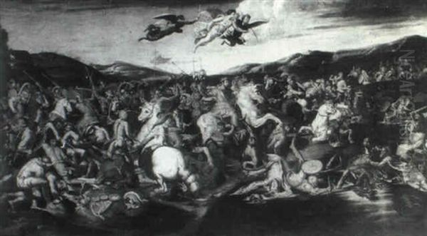 The Emperor Constantinus Defeating Maxentius At The Milvius Bridge Near Rome - view 1