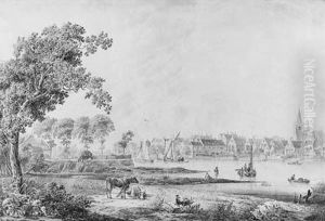 A Village On A River by Cornelis Borsteegh