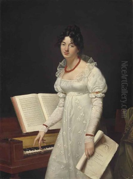 Portrait Of A Lady, Three-quarter Length, At A Pianoforte Holding A Manuscript - view 1