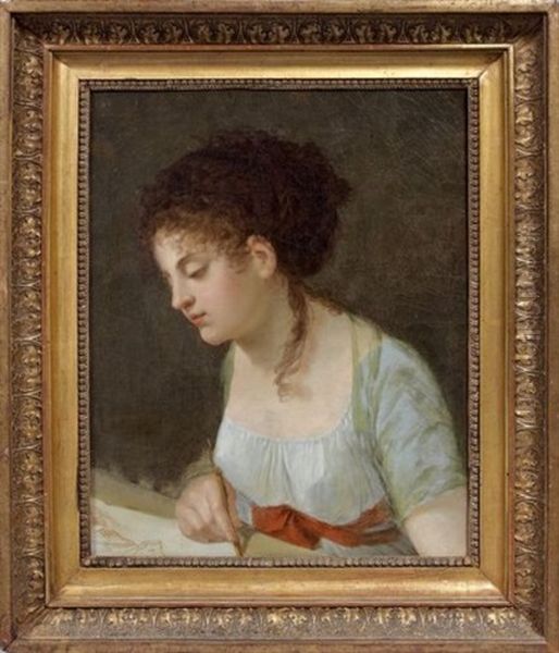 Portrait D'une Femme Artiste Tenant Un Stylet - view 1