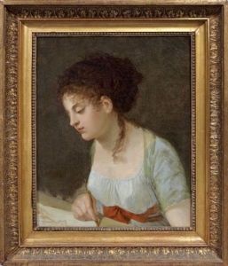 Portrait D'une Femme Artiste Tenant Un Stylet Portrait D'une Femme Artiste Tenant Un Stylet