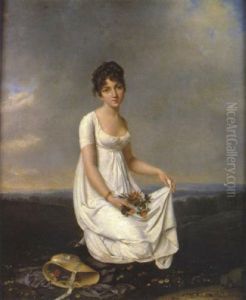 Portrait De Jeune Fille Cueillant Des Fleurs Portrait De Jeune Fille Cueillant Des Fleurs