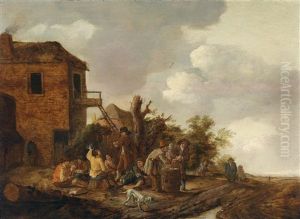 Landliche Vergnugungen Vor Einem Wirtshaus by Gillis Rombouts
