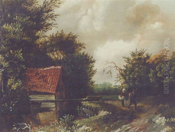 A Peasant Couple By A River - view 1