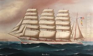 The Square Rigger 'john Ena' In Australianwaters by Reginald Arthur Borstel