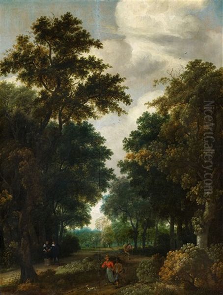Wooded Landscape With Figures - view 1