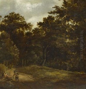 Waldinneres Mit Rastenden Personen Waldinneres Mit Rastenden Personen