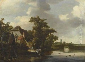 Flusslandschaft Mit Wascherin