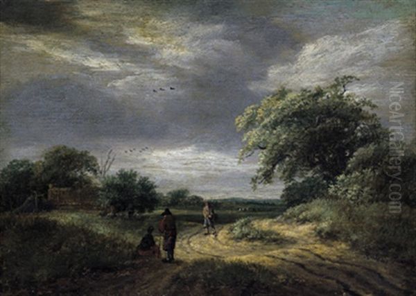 Bewaldete Dunenlandschaft Mit Figuren - view 1