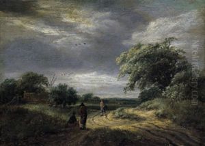 Bewaldete Dunenlandschaft Mit Figuren by Salomon Rombouts