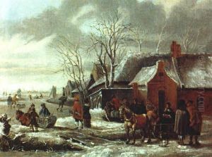 Winterlandschaft Mit Pferdeschlitten