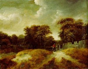 A Wooded Landscape With Peasants At A Gate by Salomon Rombouts