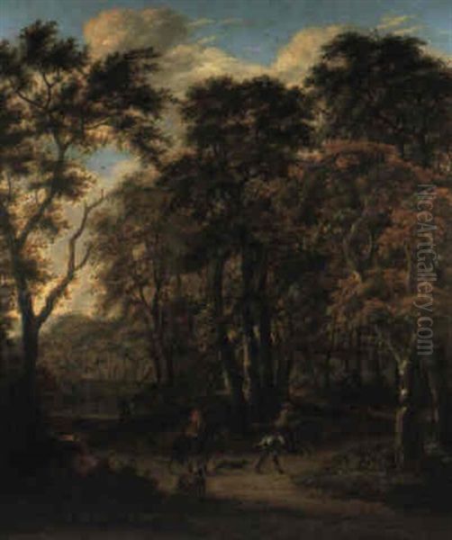 Waldlandschaft Mit Jagern Und Reitern - view 1