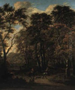Waldlandschaft Mit Jagern Und Reitern by Salomon Rombouts