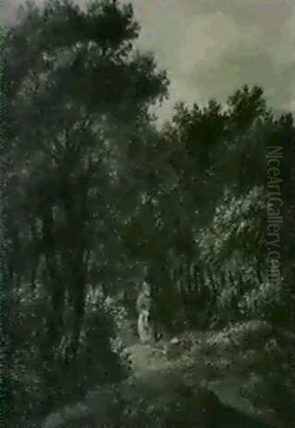 Waldlandschaft Mit Einem Reiter. - view 1