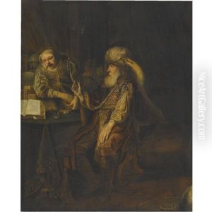 An Interior With A Man Seated At A Table Strewn With Objects, Smoking A Pipe by Theodoor Rombouts