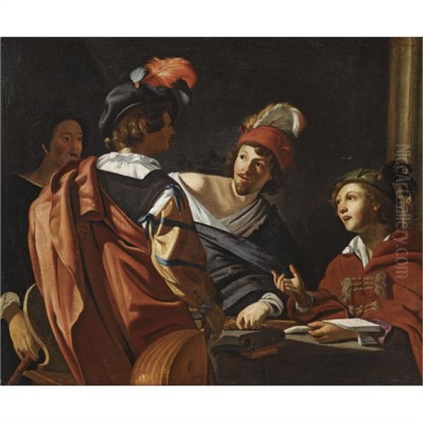 A Group Of Figures Around A Table Making Music - view 1
