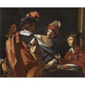 A Group Of Figures Around A Table Making Music by Theodoor Rombouts