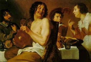 Figures Eating And Drinking Around A Table