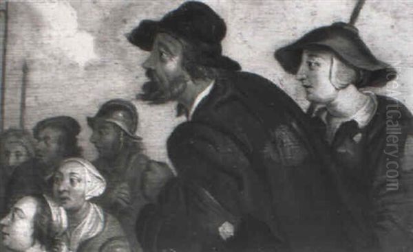 A Bearded Man And A Woman Standing In A Crowd - view 1