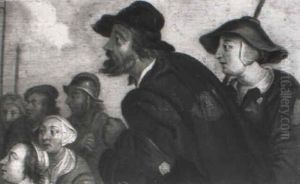 A Bearded Man And A Woman Standing In A Crowd A Bearded Man And A Woman Standing In A Crowd
