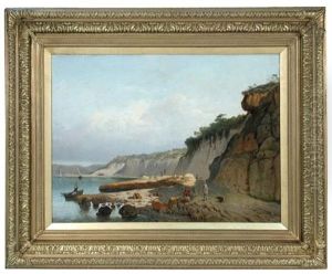 Mediterranean Coastal Landscape With Fishermen by Jean-Baptiste Romegas