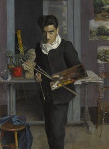 Self-portrait Of The Artist In His Studio by Julio Romero De Torres