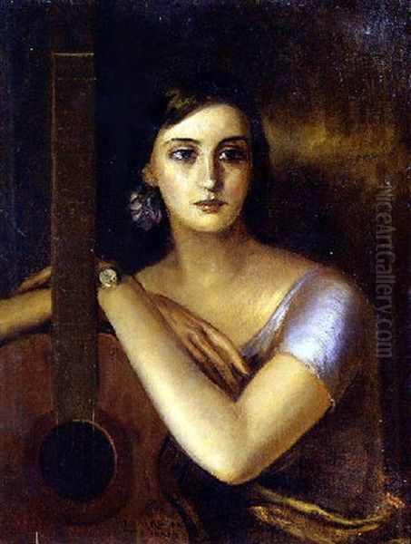 Femme A La Guitare - view 1