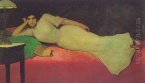 Lady Reclining In A Lamp-lit Interior Lady Reclining In A Lamp-lit Interior