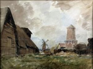 Lakeland Scene With Ruins by Alfred Edward Borthwick